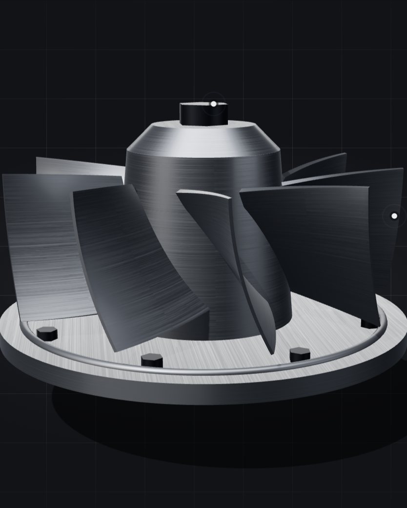 Nine-blade impeller rendered in the browser
